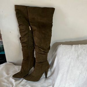 Killer Olive Green over the knee boots worn once